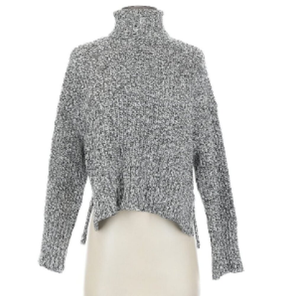 Madewell XXS Grey White Knit Textured Long Sleeve Marled Turtleneck Size XXS NWT